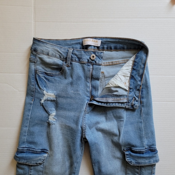 Wax Jean jeans light wash cargo pockets sustainable denim blue stretch cotton - Picture 6 of 16